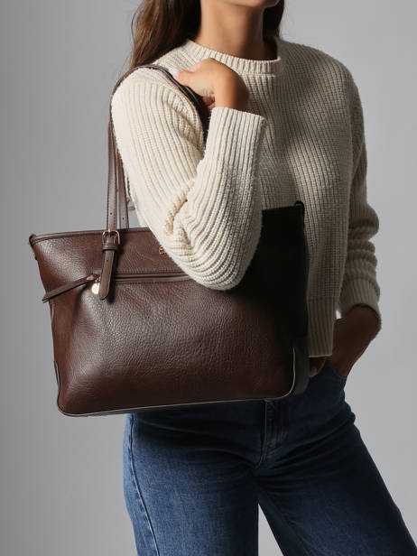 Schoudertas Zip Lulu castagnette Bruin zip ZAHERE ander zicht 1